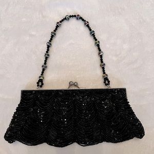 Beaded kiss lock evening bag